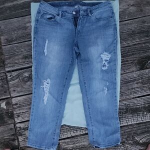 Jennifer Lopez Light Blue Distressed Straight Leg Jeans